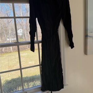 Zara Black Long-Sleeve crinkle cowl neck Dress